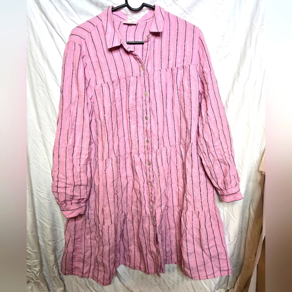 J. Jill Dresses & Skirts - J. Jill Love Linen Size XS Stripe Button Front Tiered Shirt Dress